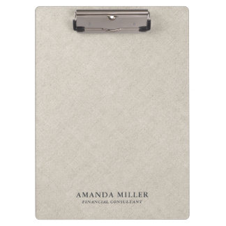 Natural Beige Linen Texture With Gray Typography Clipboard