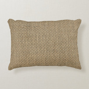 Natural Beige Tan Jute Burlap-Rustic Cabin Wedding Accent Pillow