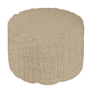 Natural Beige Tan Jute Burlap-Rustic Cabin Wedding Pouf
