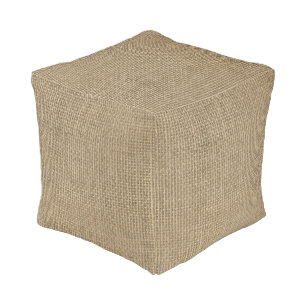 Natural Beige Tan Jute Burlap-Rustic Cabin Wedding Pouf