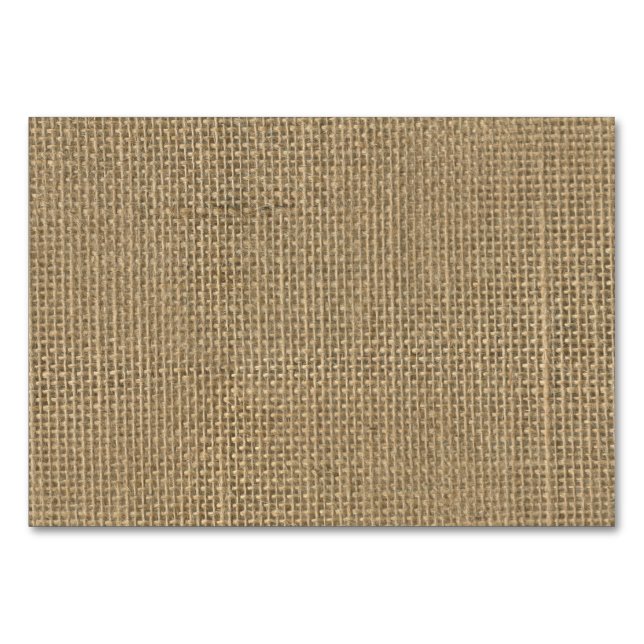 Natural Beige Tan Jute Burlap-Rustic Cabin Wedding Table Number (Front)