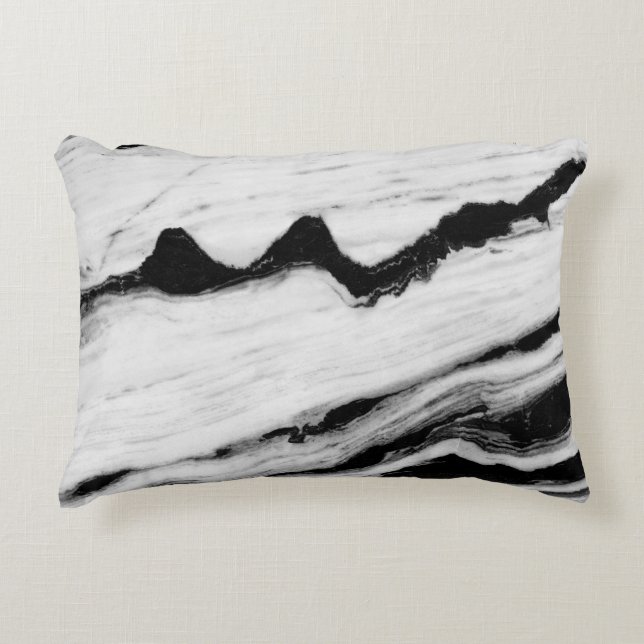 natural black and white marble texture, luxurious  accent pillow (Front)