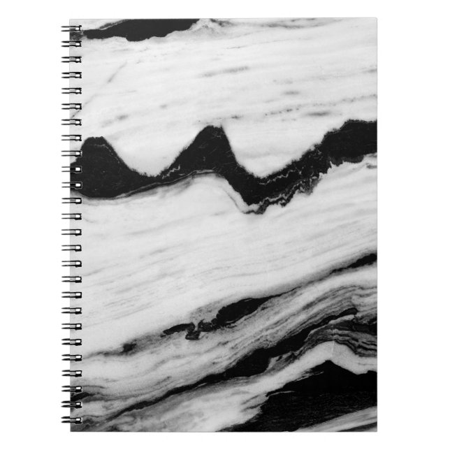 natural black and white marble texture, luxurious  notebook (Front)
