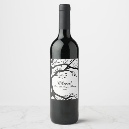 Natural Black and White Tree Wine Label