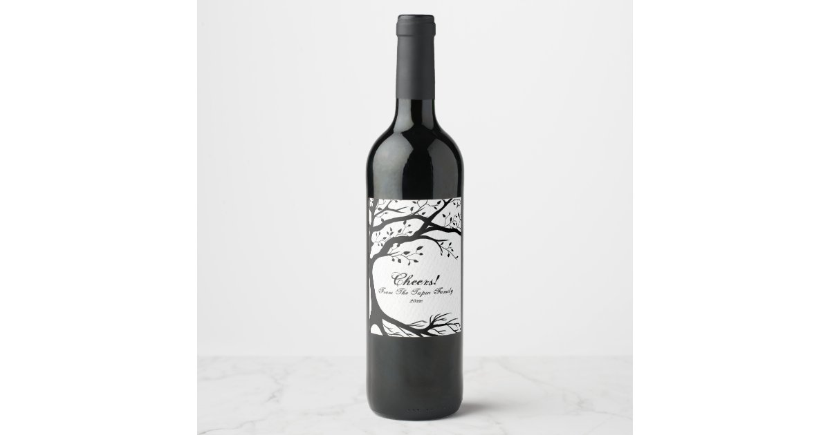 Natural Black And White Tree Wine Label Zazzle Com