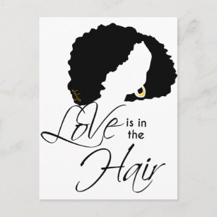 Natural Black Hair   Love is in the Hair Postcard
