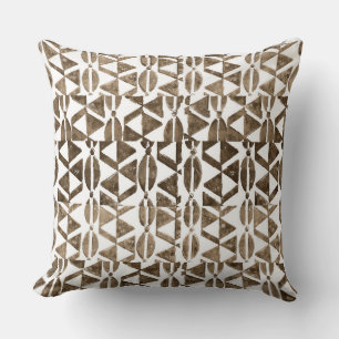 Natural Block Print Tribal Pattern Throw Pillow