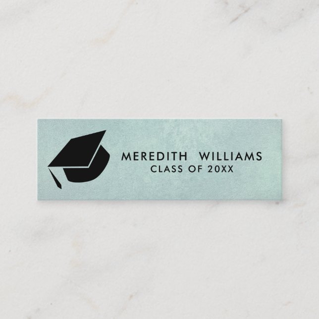 Natural blue linen Grad Cap Graduation Insert (Front)