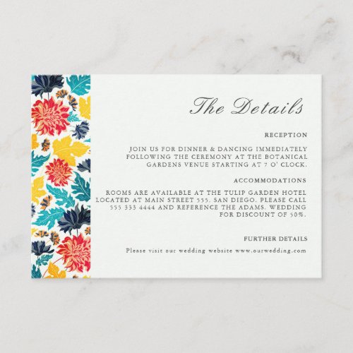 Natural Blue Yellow Watercolor Sunflowers Wedding Enclosure Card