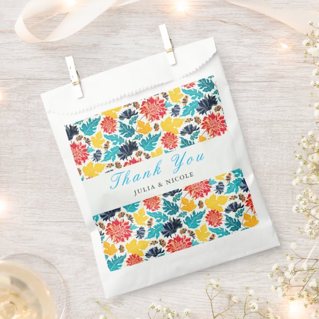 Natural Blue Yellow Watercolor Sunflowers Wedding Favor Bag (Clipped)