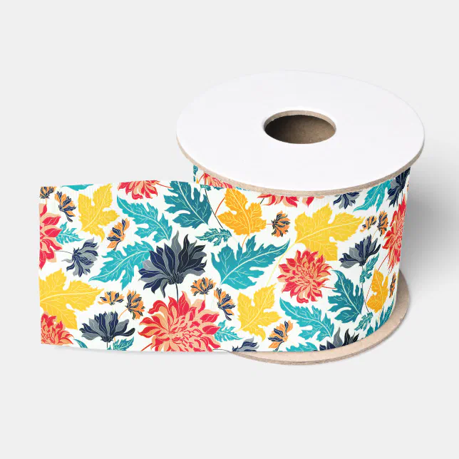 Sunflower Ribbon Spool Natural Blue Yellow Watercolor Sunflowers Wedding Grosgrain Ribbon | Zazzle