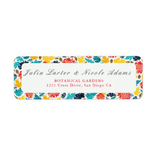 Natural Blue Yellow Watercolor Sunflowers Wedding Label