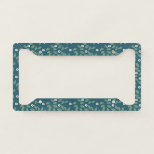 Natural Bohemian White Flowers Leaves Branches License Plate Frame