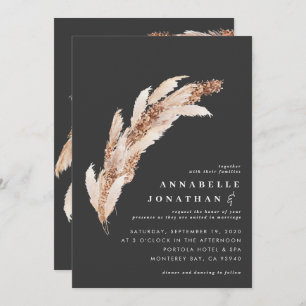 Natural boho black pampas grass elegant wedding