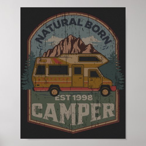 Natural Born Camper vintage retro distressed T_Shi Poster