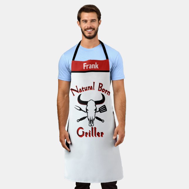 Natural Born Griller Apron | Funny BBQ Quote (Worn)