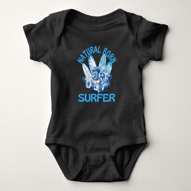 Natural Born Surfer Baby Bodysuit (Front)