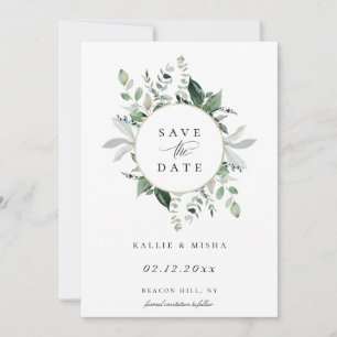 Natural Botanic Foliage Frame Save The Date Announcement