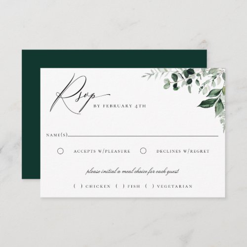 Natural Botanic Greenery Meal Choice RSVP Card