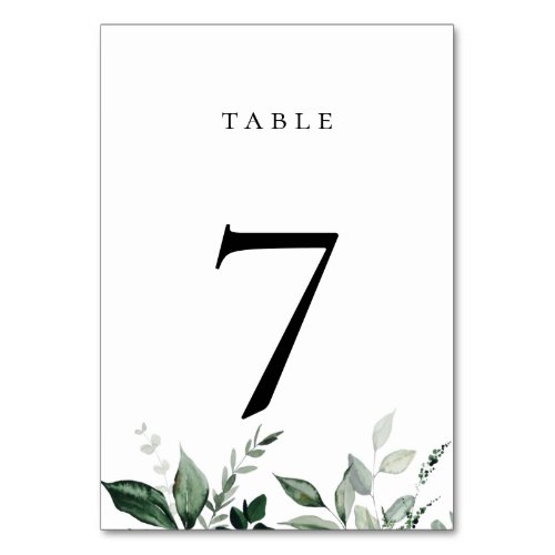 Natural Botanic Greenery Table Number Card