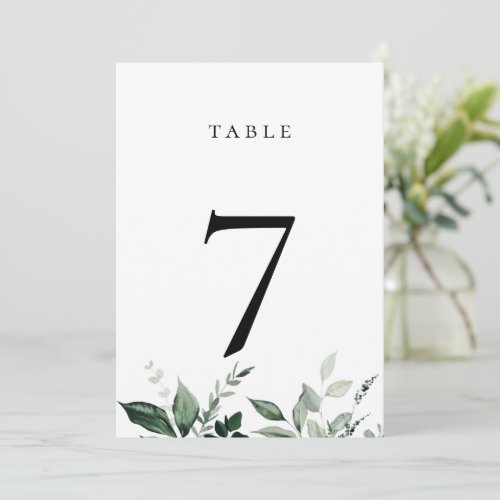 Natural Botanic Greenery Table Number Card