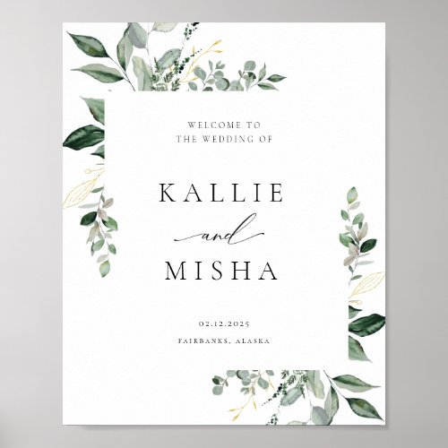 Natural Botanic Greenery Wedding Poster