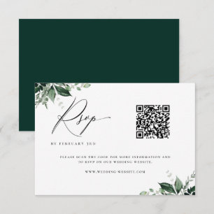 Natural Botanic Minimalist Wedding QR Code RSVP Card