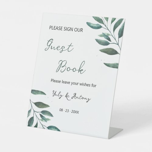 Natural Botanical Aesthetic Guest Book Pedestal Sign