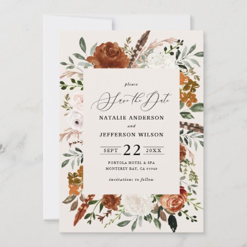 natural botanical rustic elegant modern wedding   save the date