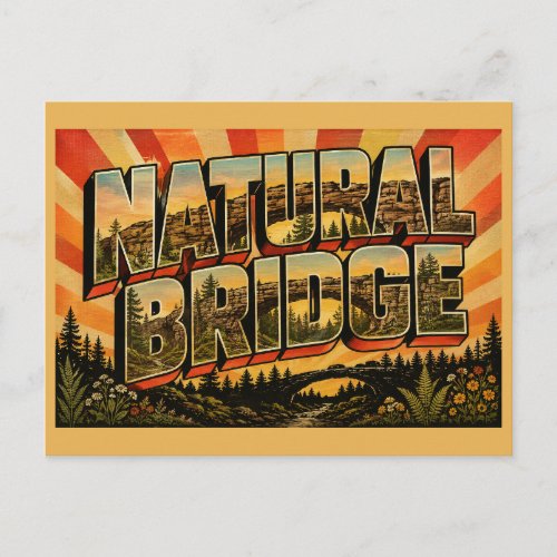 Natural Bridge Alabama Sandstone Arch Vintage Art Postcard