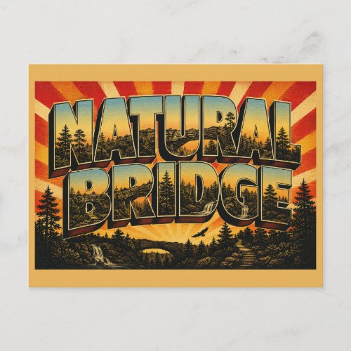 Natural Bridge Kentucky Sandstone Arch Forest Art Postcard