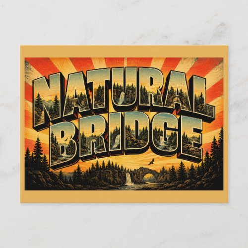 Natural Bridge Montana Waterfall Canyon Forest Art Postcard