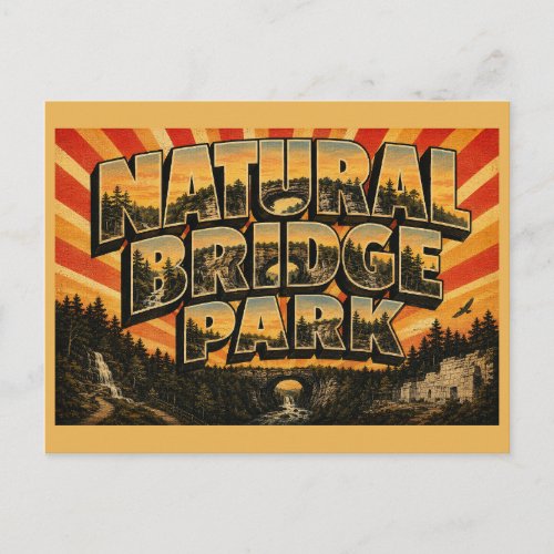Natural Bridge State Park MA Vintage Travel Art Postcard