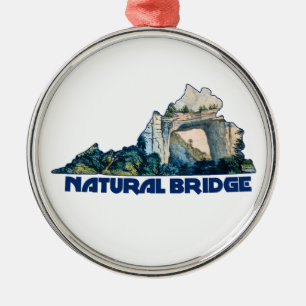 Natural Bridge Virginia State Map Metal Ornament