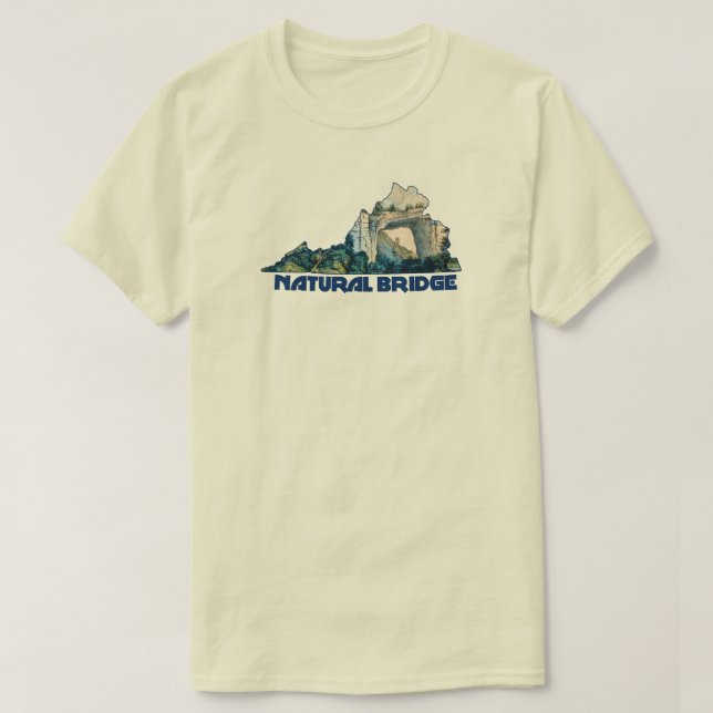 Natural Bridge Virginia State Map T-Shirt (Design Front)