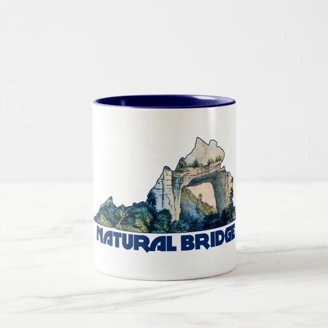 Natural Bridge Virginia State Map Two-Tone Coffee Mug (Center)