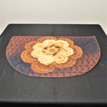 Natural Brown Beige Flower Artisan Crochet Print