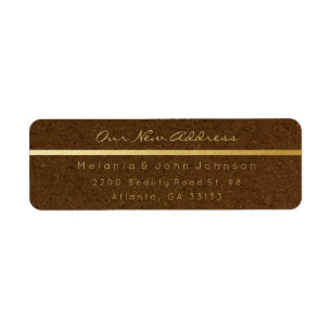 Natural Brown Gold Kraft New Adress RSVP Label