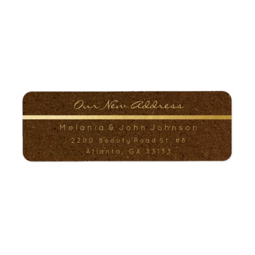 Natural Brown Gold Kraft  New Adress RSVP Label