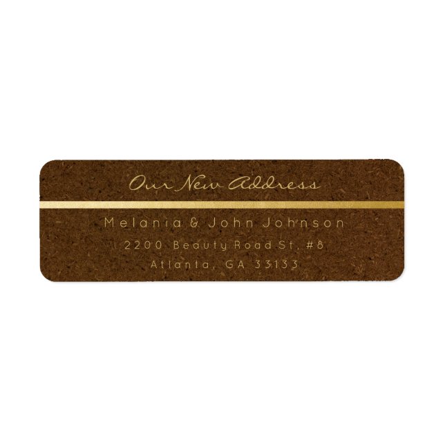 Natural Brown Gold Kraft  New Adress RSVP Label (Front)