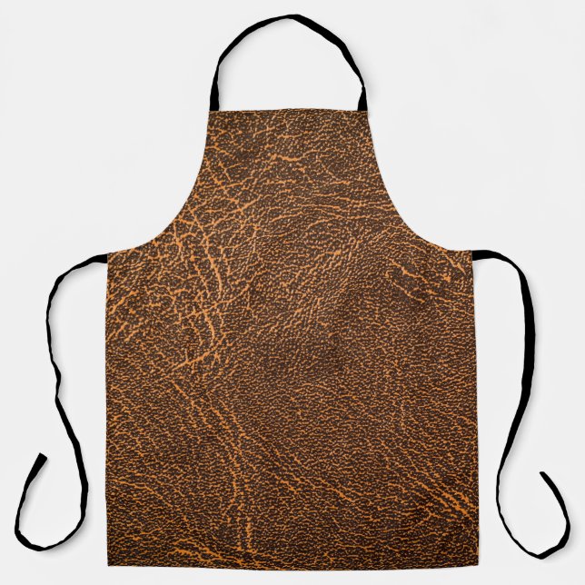 Natural Brown Leather: Textured Background Apron (Front)