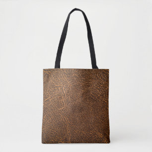 Natural Brown Leather: Textured Background Tote Bag