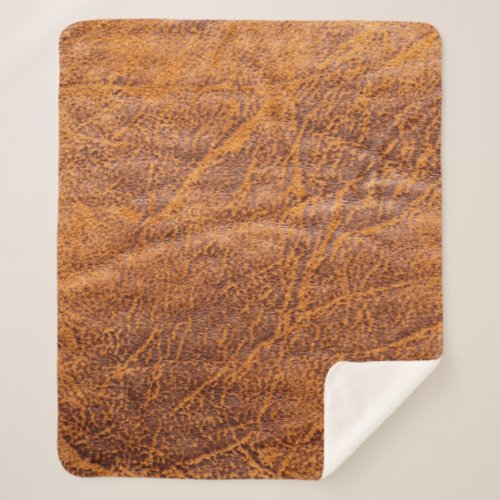 Natural brown leather texturetexture leather ski sherpa blanket