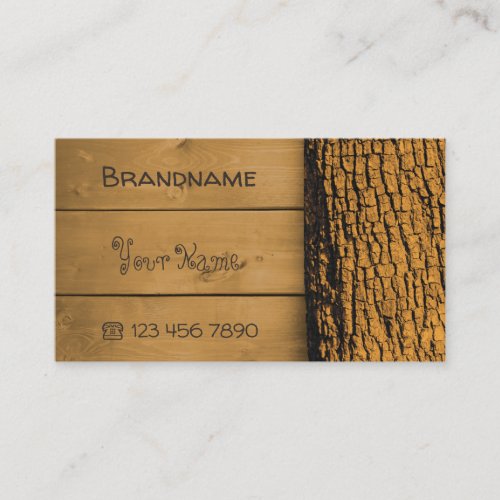 Natural Brown Rustic Wooden Boards Oak Tree Bark Business Card