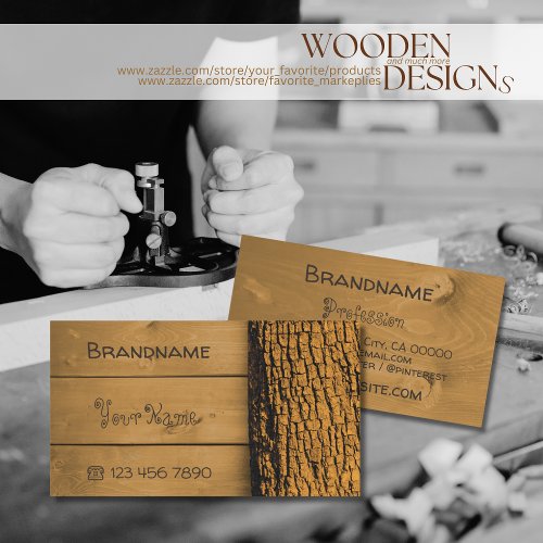 Natural Brown Rustic Wooden Boards Oak Tree Bark Business Card