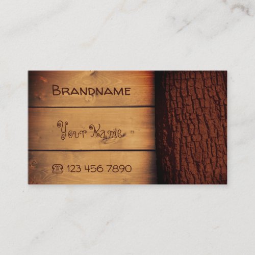 Natural Brown Rustic Wooden Boards Tree Bark Grain Business Card