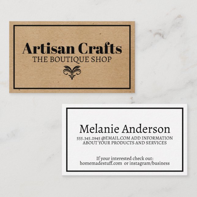 Natural Brown Texture | Boutique Business Card (Front/Back)