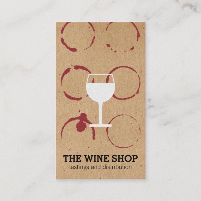 Natural Brown with Wine Stains and Glass Business Card (Front)