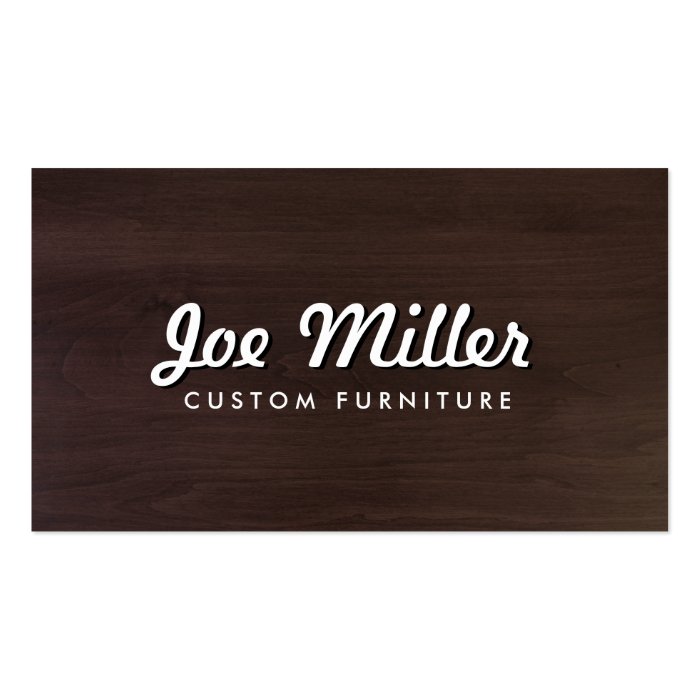 Natural Brown Wood with Stylized Text Business Card Template