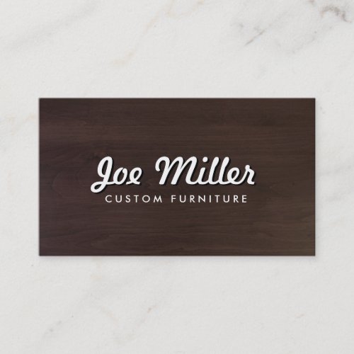 Natural Brown Wood with Stylized Text Business Card